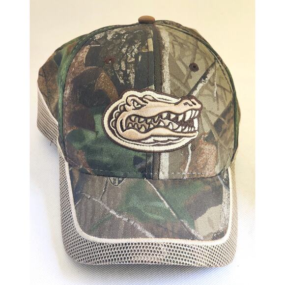 CAP/HAT-GATORS-Camo-Florida Gator Embroidery-Brown-Tan-Green-Netting-Hook & Loop - Picture 1 of 10